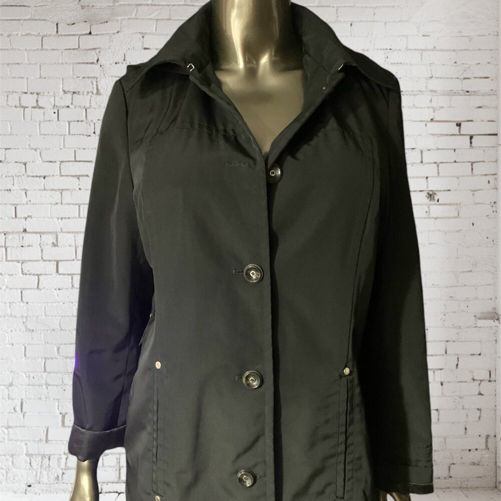 Black Hooded Rain Jacket by Calvin Klein - Size Small